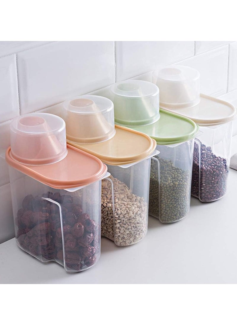 BEEK Elinala Cereal Storage, 4-Piece Storage Containers Set, Labelled Storage Boxes for the Kitchen with Lid for Dry Food, Cereals and Flour.