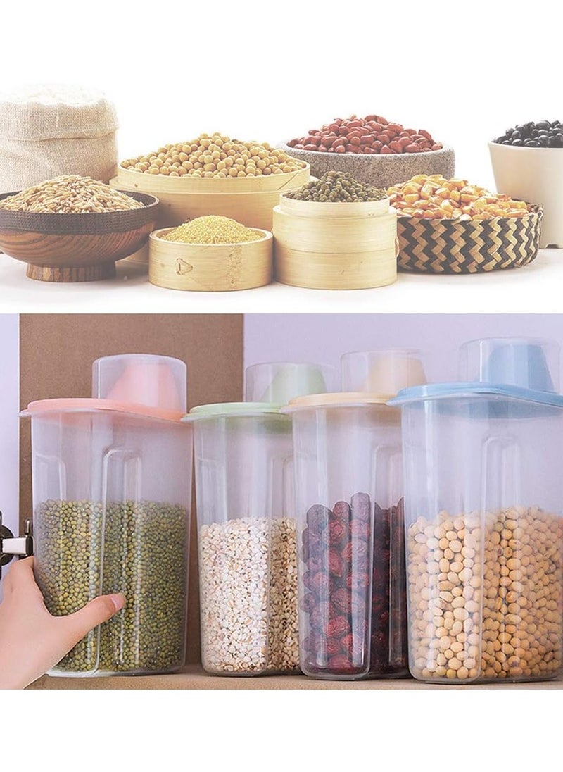 BEEK Elinala Cereal Storage, 4-Piece Storage Containers Set, Labelled Storage Boxes for the Kitchen with Lid for Dry Food, Cereals and Flour.