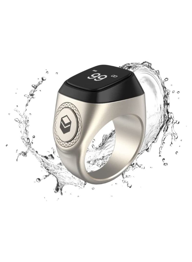 iQIBLA Smart Tasbih Zikr Ring New 2022 Aluminium alloy only 11.7g 18 MM SILVER With Charging Box - Image 2
