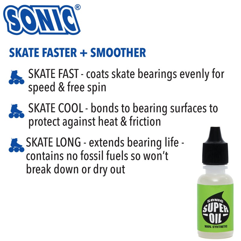 SONIC Super Oil Skate Bearing Lubricant, for Inline Skates, Roller Skates and Skateboards, 100% Synthetic Formula, 1/2 oz, Made in USA - Image 2