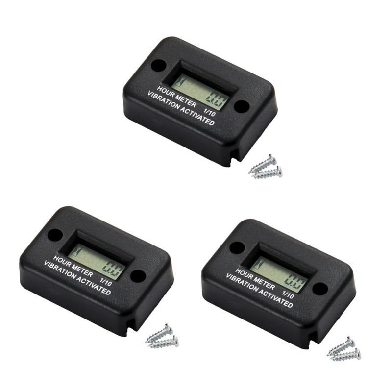 3Pcs LCD Hour Meter Timer 5 4X3 65cm Easy Installation For Engine Lawn Mower - Image 2