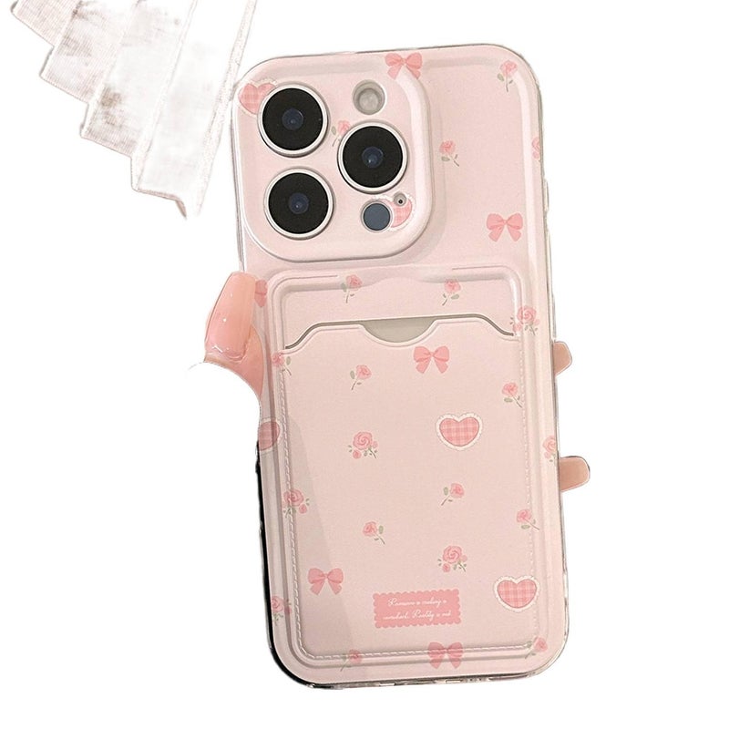 TPU Protective Case for iPhone 11 Pro Max with Card Holder and Drop Protection plus Shockproof plus Bow Design plus Floral Pattern in Butterfly - Image 4