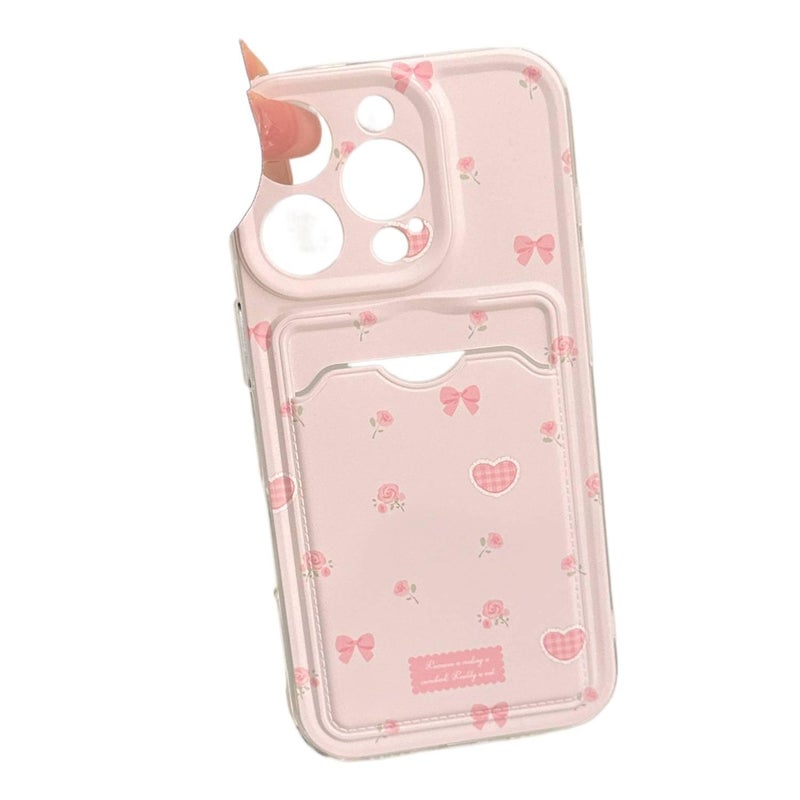 TPU Protective Case for iPhone 11 Pro Max with Card Holder and Drop Protection plus Shockproof plus Bow Design plus Floral Pattern in Butterfly - Image 3