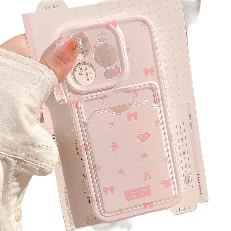 TPU Protective Case for iPhone 11 Pro Max with Card Holder and Drop Protection plus Shockproof plus Bow Design plus Floral Pattern in Butterfly - Image 2