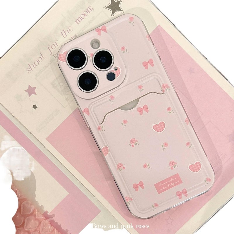 TPU Protective Case for iPhone 11 Pro Max with Card Holder and Drop Protection plus Shockproof plus Bow Design plus Floral Pattern in Butterfly - Image 5