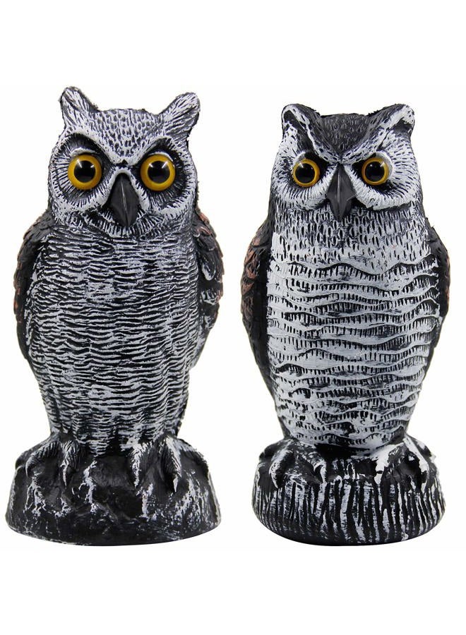 Hausse 2 Pack Fake Horned Owl Bird Scarecrow Decoy, Plastic Owl Bird Deterrents, Nature Enemy Pest Repellent for Outdoor Garden Yard - Image 1