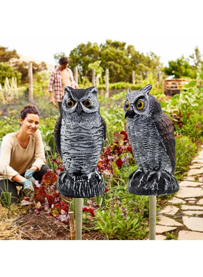 Hausse 2 Pack Fake Horned Owl Bird Scarecrow Decoy, Plastic Owl Bird Deterrents, Nature Enemy Pest Repellent for Outdoor Garden Yard - Image 5