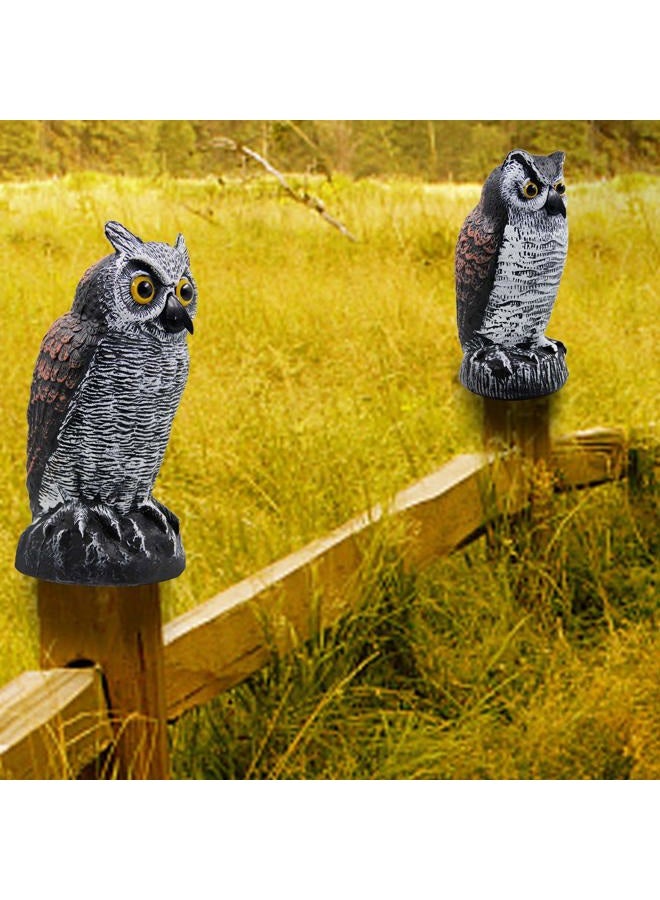 Hausse 2 Pack Fake Horned Owl Bird Scarecrow Decoy, Plastic Owl Bird Deterrents, Nature Enemy Pest Repellent for Outdoor Garden Yard - Image 3