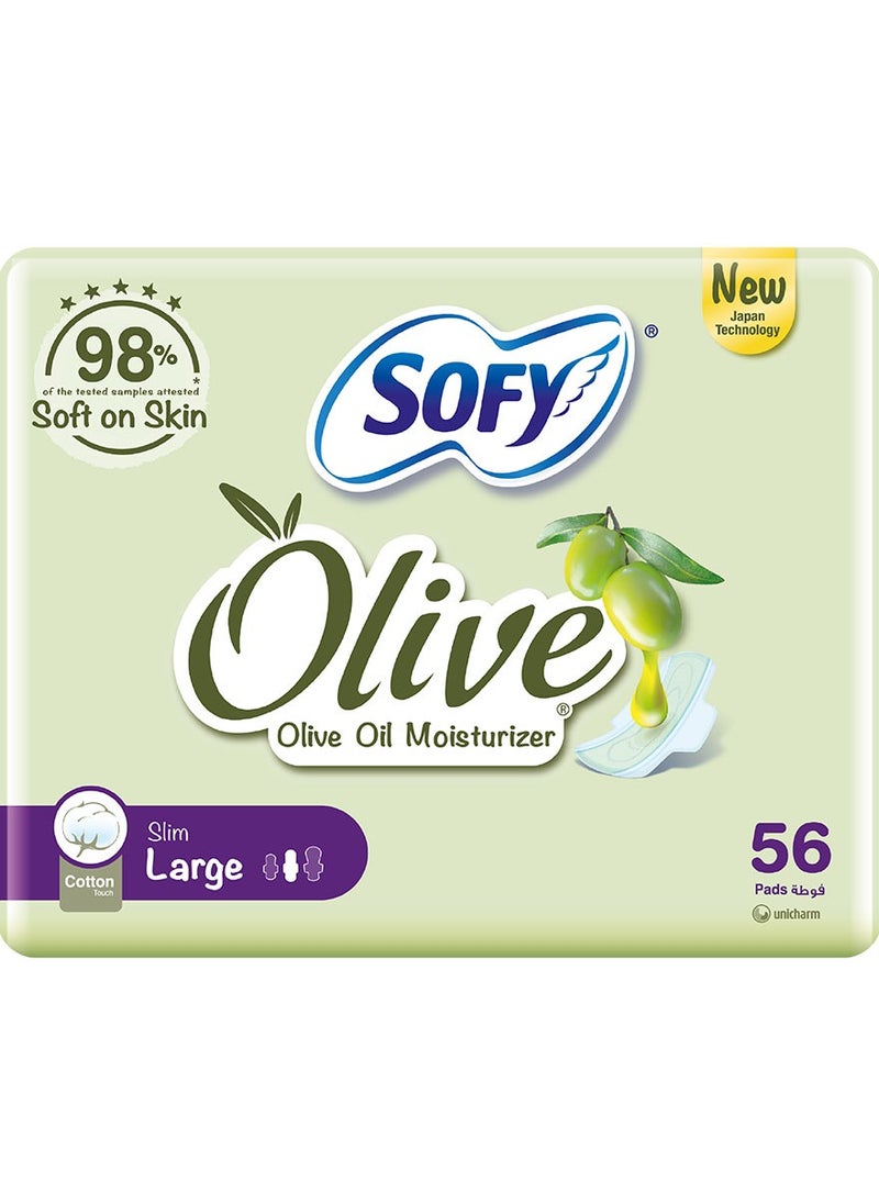 Sofy Olive Sanitary Pads With Wings Slim Large 29 cm 56 Pcs  - Image 1