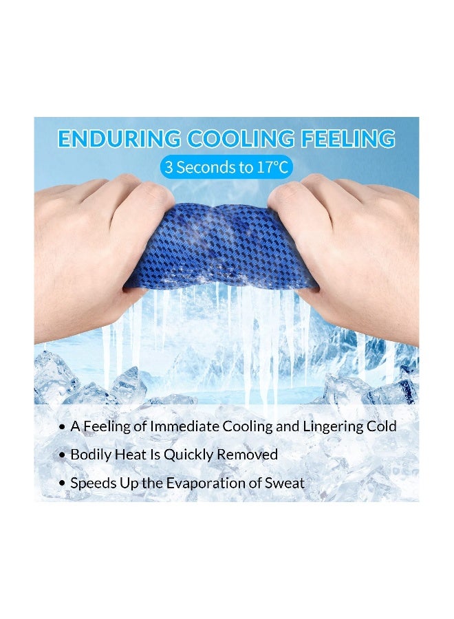 Cooling Hoodie Towels for Hot Weather - UPF 50+ Sun Protection for Head & Neck, Instant Cool Sweat Rags for Gym, Running, Beach & Theme Parks (25"x12") - 2 Pack (Black & Royal Blue)  - Image 2