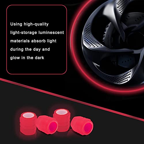 Careflection || Luminous Wheels Cap Tire Valve Stem, Glow Luminous at Night, Air Caps Cover Fluorescent, Illuminated Auto Car Wheel Valve Stem Caps Cover for SUV, Motorcycles, Truck (4 PCS, Red) - Image 3