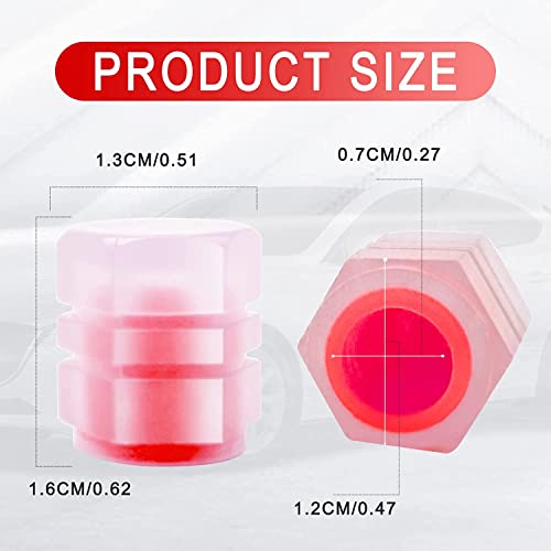 Careflection || Luminous Wheels Cap Tire Valve Stem, Glow Luminous at Night, Air Caps Cover Fluorescent, Illuminated Auto Car Wheel Valve Stem Caps Cover for SUV, Motorcycles, Truck (4 PCS, Red) - Image 2