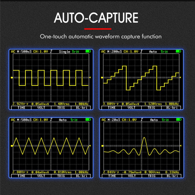 Oscilloscope Multimeter 2-In-1: 1MHz 4000-Count Auto-Ranging High-Resolution Color Display - 3 Trigger Modes Auto Capture 100-Group Data Storage for Electronic Circuit Troubleshooting Computer Repair - Image 4