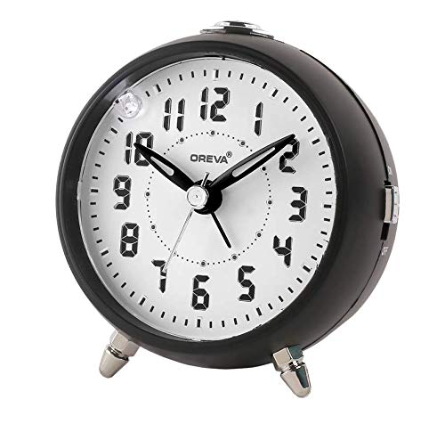 OREVA Plastic Alarm Table Digital Clock with Led and 4 Step Buzzer Sound (Black Body White Led, 9.1 Cm X 5.6 Cm X 9.8 Cm, Aa3527) - Image 1