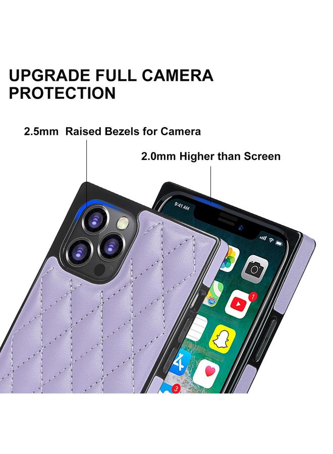 S-TOP Case For iPhone 12 Pro Max Elegant Rhombic Pattern Microfiber Leather +TPU Shockproof Case with Crossbody Strap Chain - Image 3