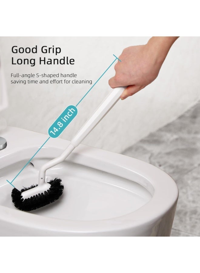 Toilet Bowl Brush Holder Set: Bathroom Deep Cleaning Toilet Cleaner Scrubber Under Rim with Curved Bristle for Dead Corner Clean - Hidden Modern Rv Toilet Decorative Accessories with Caddy - White - Image 4