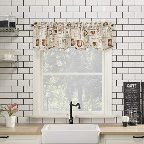 No. 918 Bristol Coffee Shop Semi-Sheer Rod Pocket Kitchen Curtain Valance, 54" x 14", Ivory Off-White - Image 1