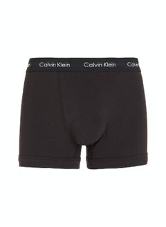 CALVIN KLEIN Men's 3 Pack Trunks - Cotton Stretch, Black/ Blue  - Image 4