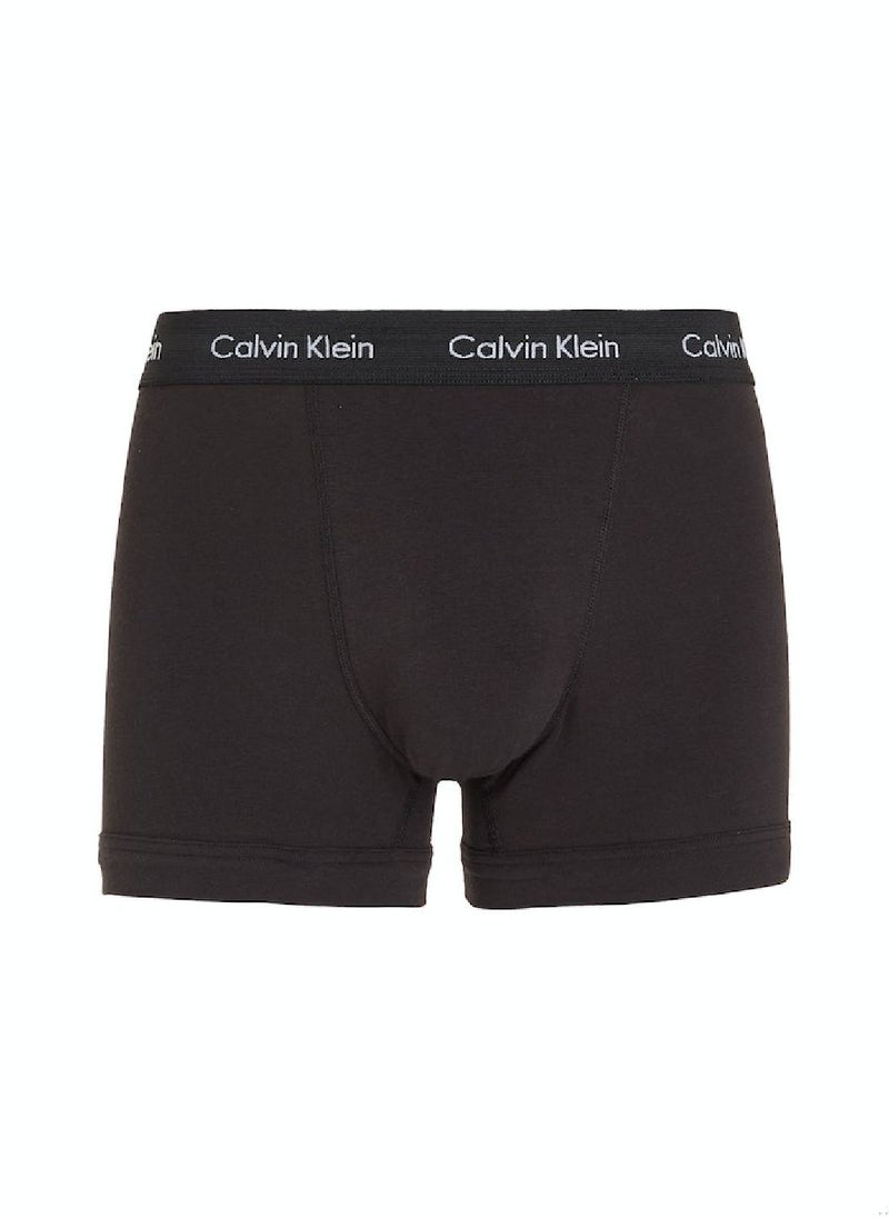 CALVIN KLEIN - Men's 3 Pack Trunks - Cotton Stretch, Black/ Blue - Image 1