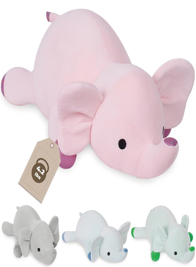 OurHonor 4.2lbs 24in Elephant Weighted Stuffed Animals,Weighted Plush, Gifts for Kids, Adults,Girls and Boys(Pink) - Image 1