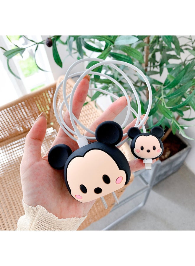 Beauenty The Cartoon Charger Protective Cover Is Suitable For Apple Fast Charging Head Protective Cover 18/20W US And European Regulations-Specifications:Mickey (2-piece Big Head Small Set) - Image 1