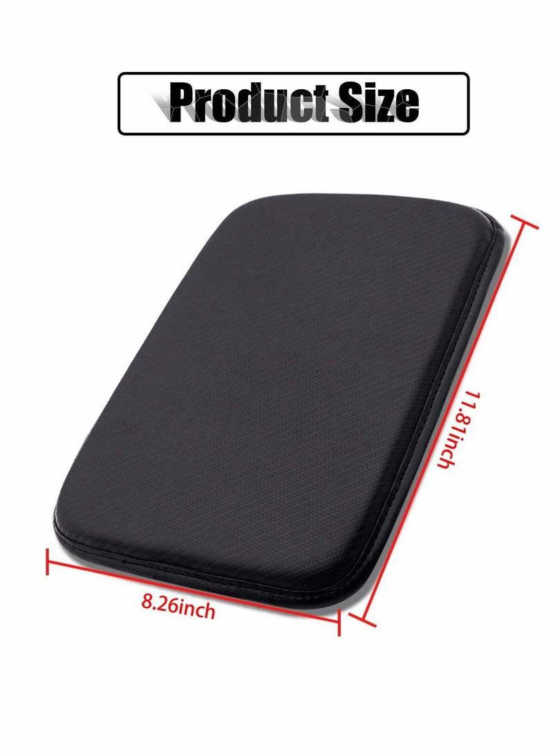 SYOSI Leather Center Console Cushion Pad 11.4x7.4 Waterproof Armrest Seat Box Cover Fit for Most Cars Vehicles SUVs Comfort Car Interior Protection Accessories (Carbon Fiber Black) - Image 2
