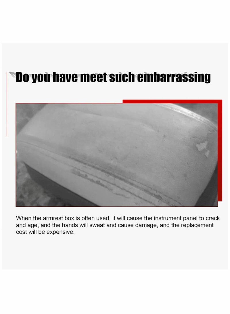 SYOSI Leather Center Console Cushion Pad 11.4x7.4 Waterproof Armrest Seat Box Cover Fit for Most Cars Vehicles SUVs Comfort Car Interior Protection Accessories (Carbon Fiber Black) - Image 3