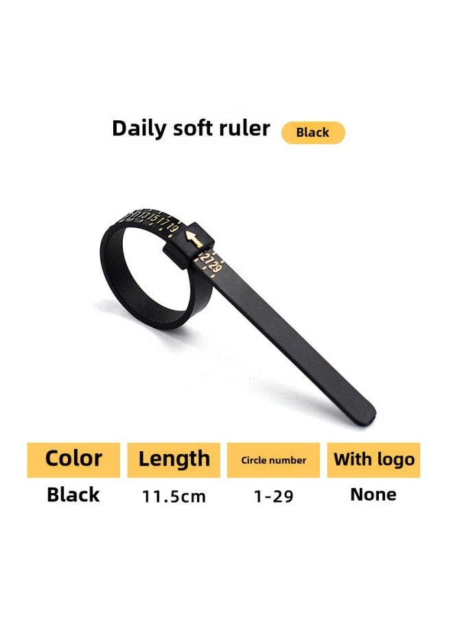 Ring Measuring Belt US, Hong Kong, Japan, And England Finger Circumference Measuring Ruler Ring Soft Ruler Ring Size Screening Products-Model:Black Daily Ring Ruler  - Image 1