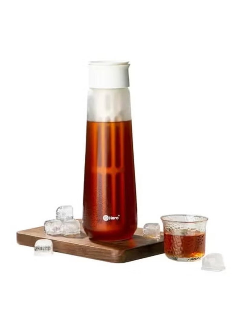 zeroHero - zeroHero Fanjing Cold Brew Coffee Maker Bottle 650ml with Multiple Uses + Brush + Filter - Using Borosilicate Cold and Heat Resistant Glass - Round Style - Image 1
