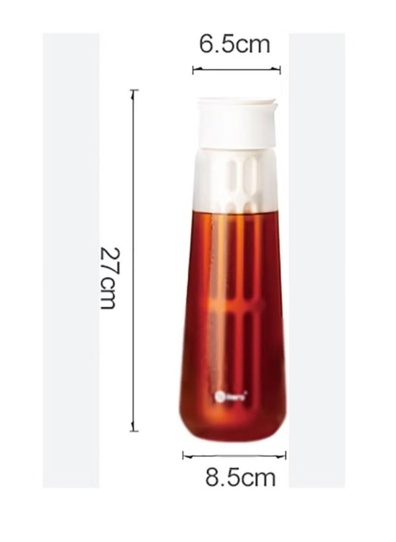 zeroHero - zeroHero Fanjing Cold Brew Coffee Maker Bottle 650ml with Multiple Uses + Brush + Filter - Using Borosilicate Cold and Heat Resistant Glass - Round Style - Image 1