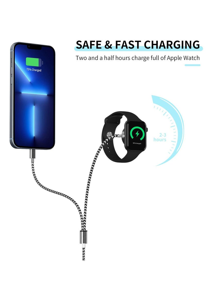 KASTWAVE Watch Charger Magnetic Charging Cord, 2 in 1 Portable Wireless Charger Cable Compatible with Watch Series 7 SE 6 5 4 3 2 Work for iPhone 13/12 Pro Max / 11 / XR/XS/X / 8 Plus - Image 4