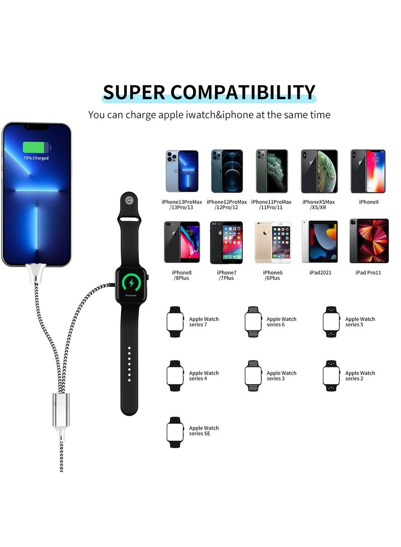 KASTWAVE Watch Charger Magnetic Charging Cord, 2 in 1 Portable Wireless Charger Cable Compatible with Watch Series 7 SE 6 5 4 3 2 Work for iPhone 13/12 Pro Max / 11 / XR/XS/X / 8 Plus - Image 2