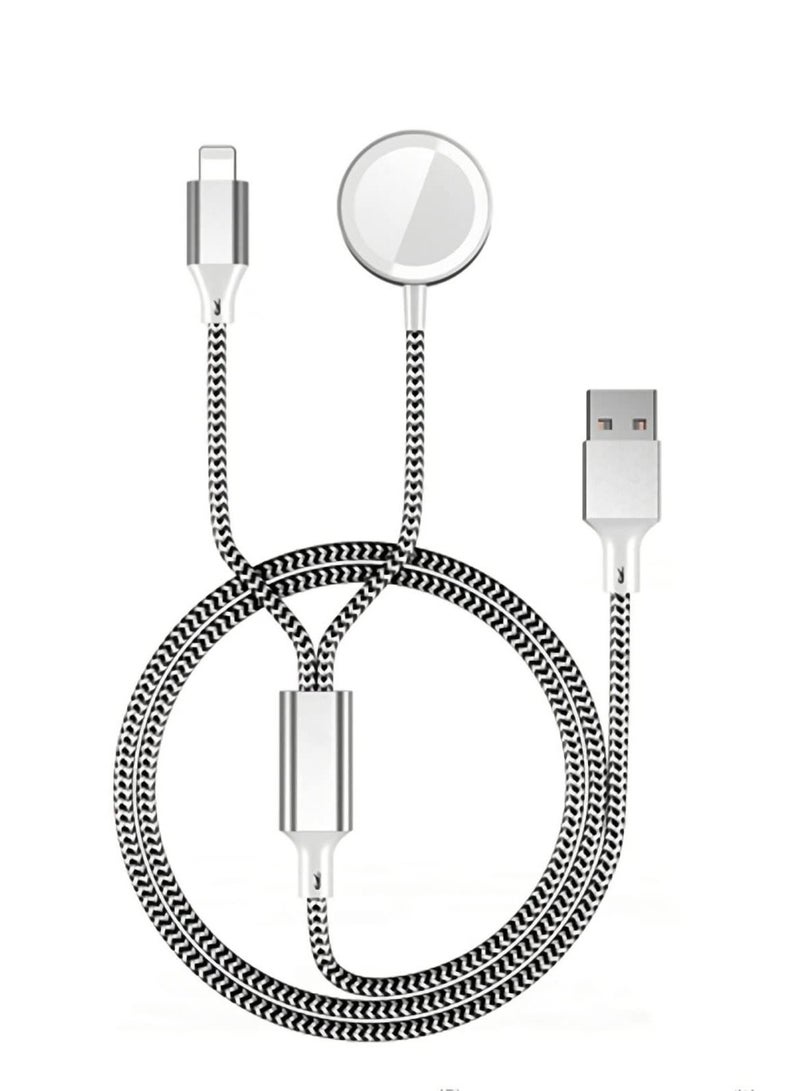 KASTWAVE Watch Charger Magnetic Charging Cord, 2 in 1 Portable Wireless Charger Cable Compatible with Watch Series 7 SE 6 5 4 3 2 Work for iPhone 13/12 Pro Max / 11 / XR/XS/X / 8 Plus - Image 1