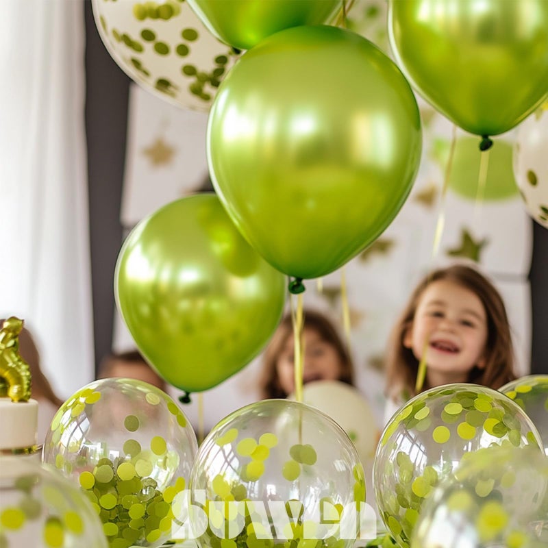 Suwen Metallic Lime Green Balloons And Confetti Balloons Set 47Pcs Latex Helium Chrome Neon Green Balloon For Birthday Anniversary Party Decorations - Image 4