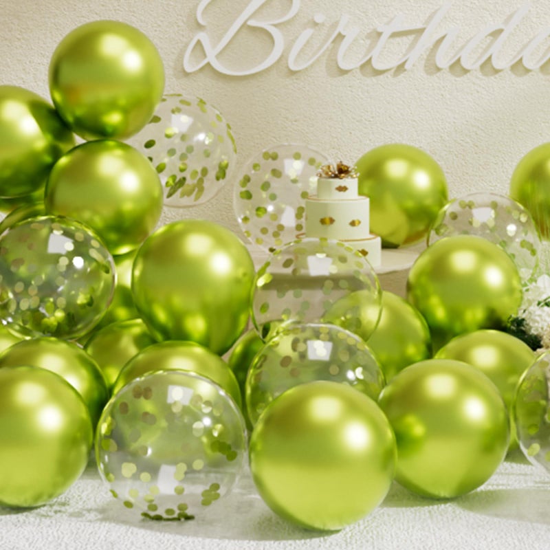 Suwen Metallic Lime Green Balloons And Confetti Balloons Set 47Pcs Latex Helium Chrome Neon Green Balloon For Birthday Anniversary Party Decorations - Image 1