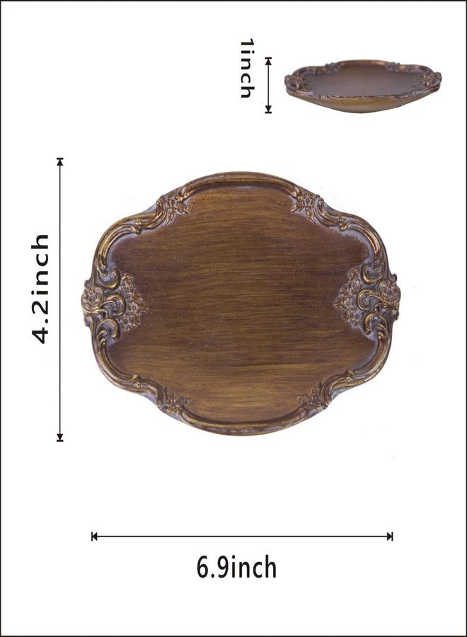S-MANTIS Vintage Tray Small Antique Trinket Dish,Oval,Ring Holder with Twisted Flower Surrounding, Cosmetics Makeup Storage Organizer,Gift,Aesthetic Room Decor (Bronze) - Image 2