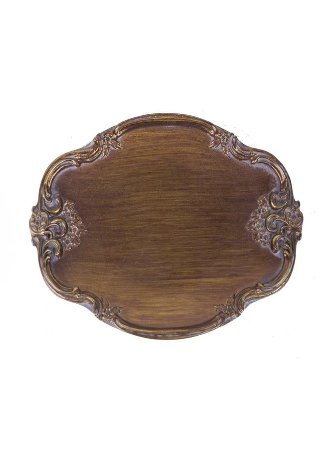 S-MANTIS Vintage Tray Small Antique Trinket Dish,Oval,Ring Holder with Twisted Flower Surrounding, Cosmetics Makeup Storage Organizer,Gift,Aesthetic Room Decor (Bronze) - Image 1