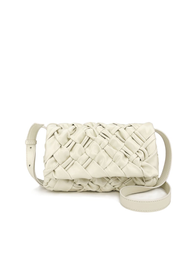 Generic - 2024 New Fashionable Trendy BV Oil Wax Silk Scarf Pleated Handicraft Woven Crossbody Single Shoulder Bag Motorcycle Equipment Ac Off-white - Image 1