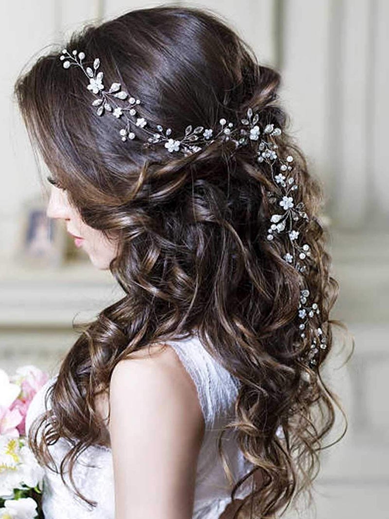 Unicra Wedding Crystal Flower Hair Vine Bridal Headpiece Headbands Wedding Hair Accessories for Brides Gold