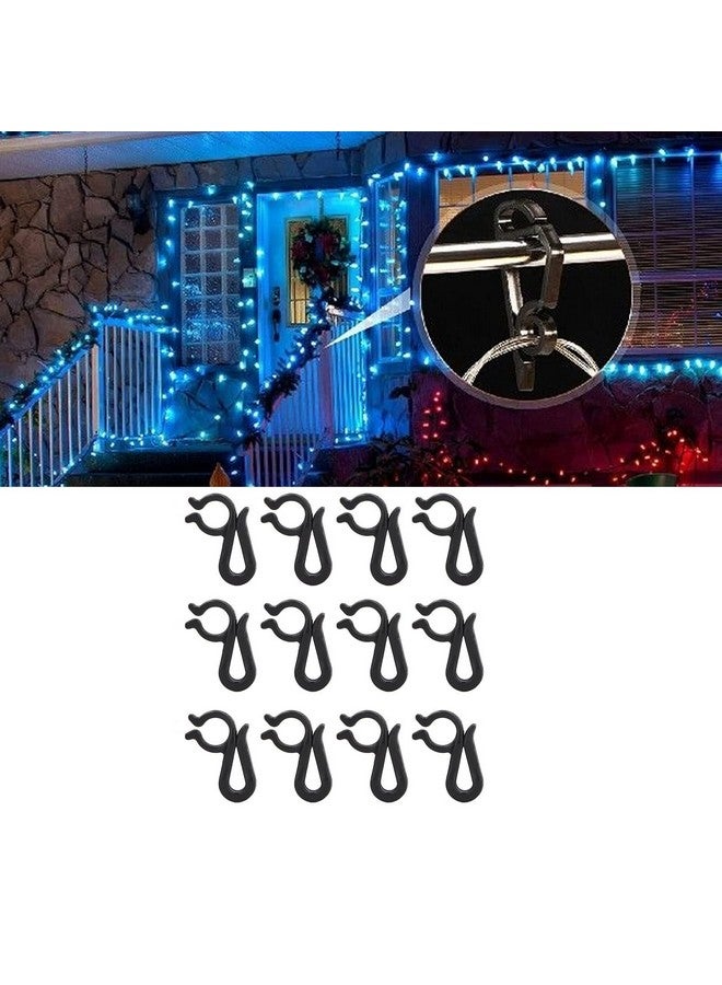 فديت مشابك إضاءة عيد الميلاد القابلة لإعادة الاستخدام من Fdit، خطافات معدنية لمشابك إضاءة المزاريب للاستخدام الخارجي للحفلات والمهرجانات وأعياد الميلاد، 120 قطعة (أسود) - Image 4