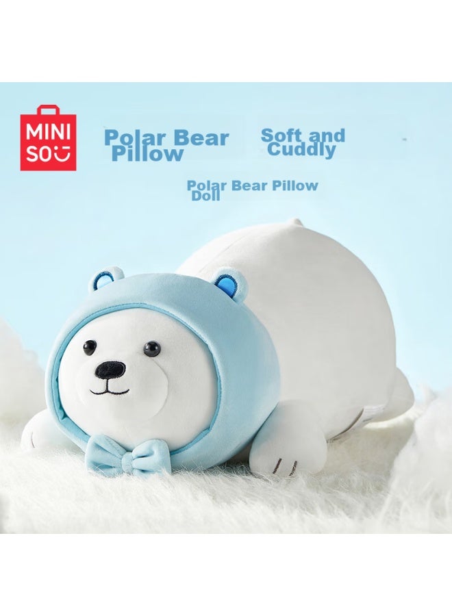 Miniso White Bear Lying Posture Plush Toy Pillow Cushion For Bedroom, Office, Nap, Birthday Gift - Upgraded Version - Image 1