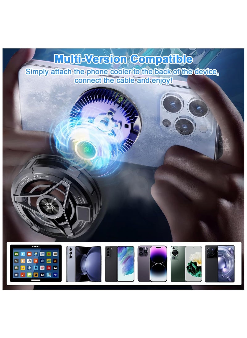 بيوينتي - مبرد هاتف للألعاب مع ملصق مروحة هاتف مغناطيسي لجهاز iPad ومشبك هاتف وشاشة LED ومبرد هاتف محمول منخفض الديسيبل متوافق مع iPhone / Android / الكمبيوتر اللوحي / iPad / وحدة تحكم الألعاب - Image 1