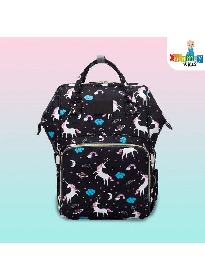 Chinmay Kids Diaper Bag Nursing Maternity Backpack Waterproof Multifunctional Travel Bag Large Size (20 X 18 X 40 Cms)(Blue) (Black Unicorn)  - Image 3