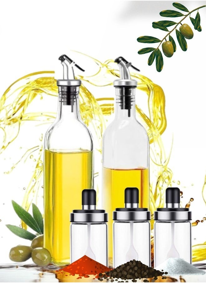 ZEESQUARE Spice Rack Organizer Olive Oil Dispenser and Vinegar Bottle Set Of 4 Spinning Countertop Herb and Spice Rack Organizer  - Image 1