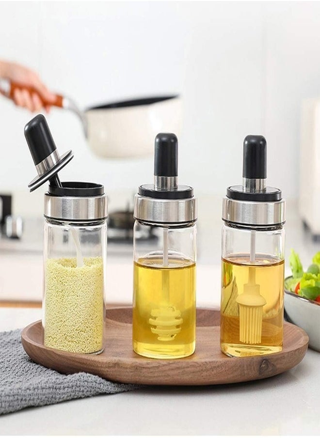 ZEESQUARE Spice Rack Organizer Olive Oil Dispenser and Vinegar Bottle Set Of 4 Spinning Countertop Herb and Spice Rack Organizer  - Image 2