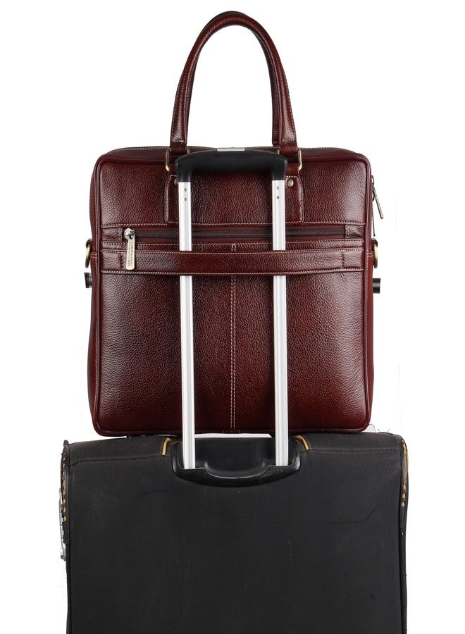 HAMMONDS FLYCATCHER Genuine Leather Office Bag for Men with Trolley Strap, 15.6 Inch Laptop Bag for Men, Adjustable Strap, Multi-Compartments, 1 Year Warranty - Office, Travel, Daily Use - Brown - Image 5