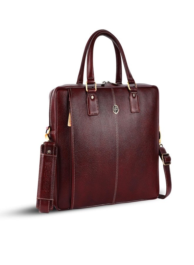 HAMMONDS FLYCATCHER Genuine Leather Office Bag for Men with Trolley Strap, 15.6 Inch Laptop Bag for Men, Adjustable Strap, Multi-Compartments, 1 Year Warranty - Office, Travel, Daily Use - Brown - Image 1