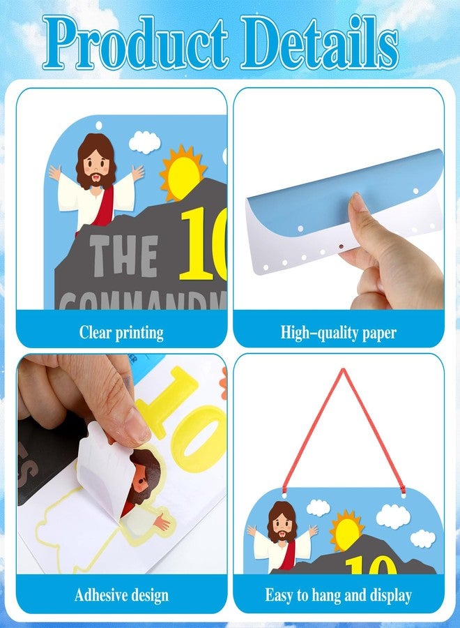 Kigeli 24 Sets Ten Commandments Mobile Craft Kits 10 Commandments Religious DIY Paper Stickers Crafts for Sunday School Christian Church Home Bible Activities VBS DIY Supplies - Image 3