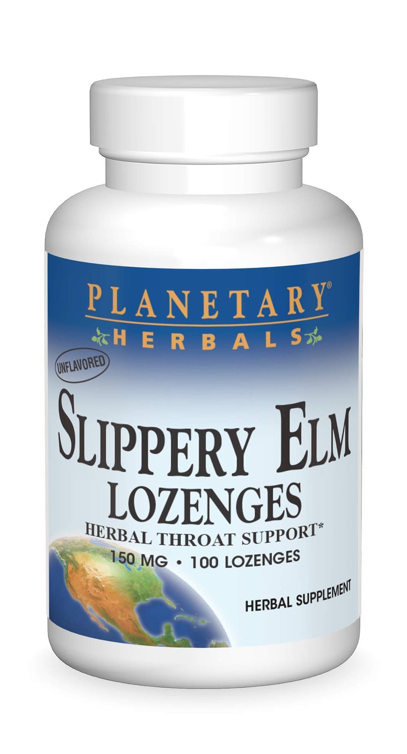 Planetary Herbals Slippery Elm Lozenges, Herbal Throat Support, 100 Lozenge - Image 1
