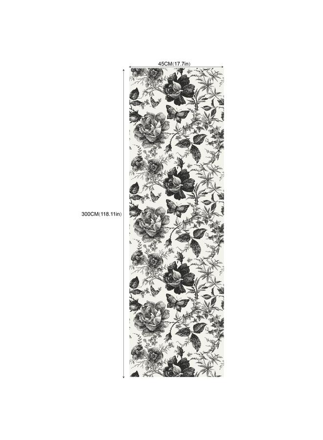 Bluejw Multi-element Flower Butterfly Black Green Self-adhesive Wallpaper Foreign Trade Hot-selling Wallpaper Removable Transformation Mural - Image 1